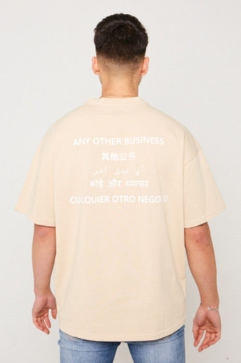 Beige Oversized Multi Languages T Shirt Any Other Business Clothing